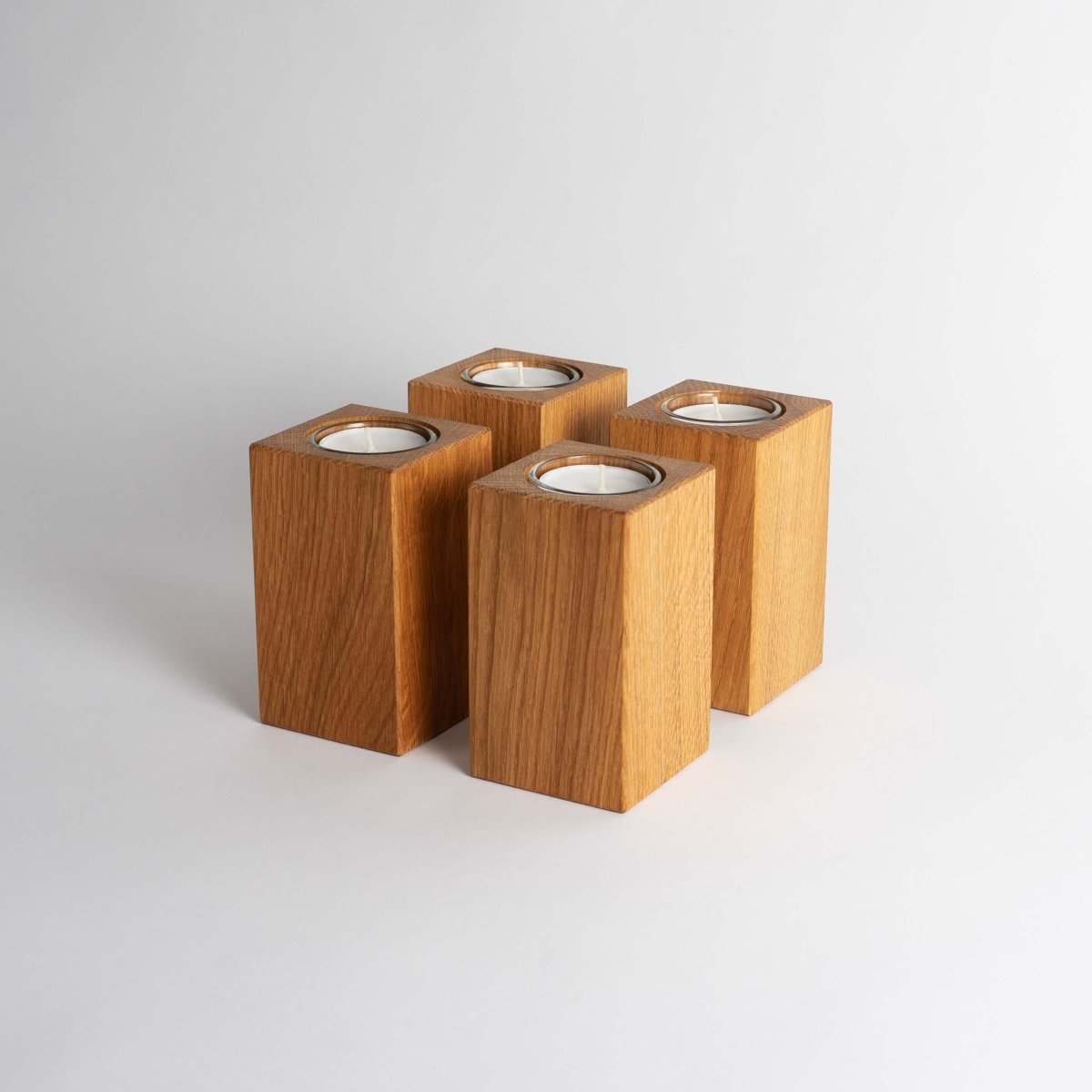 Adventskranz Alternative aus Holz – Teelichthalter 4er-Set aus Eiche | WOODS – WOODS