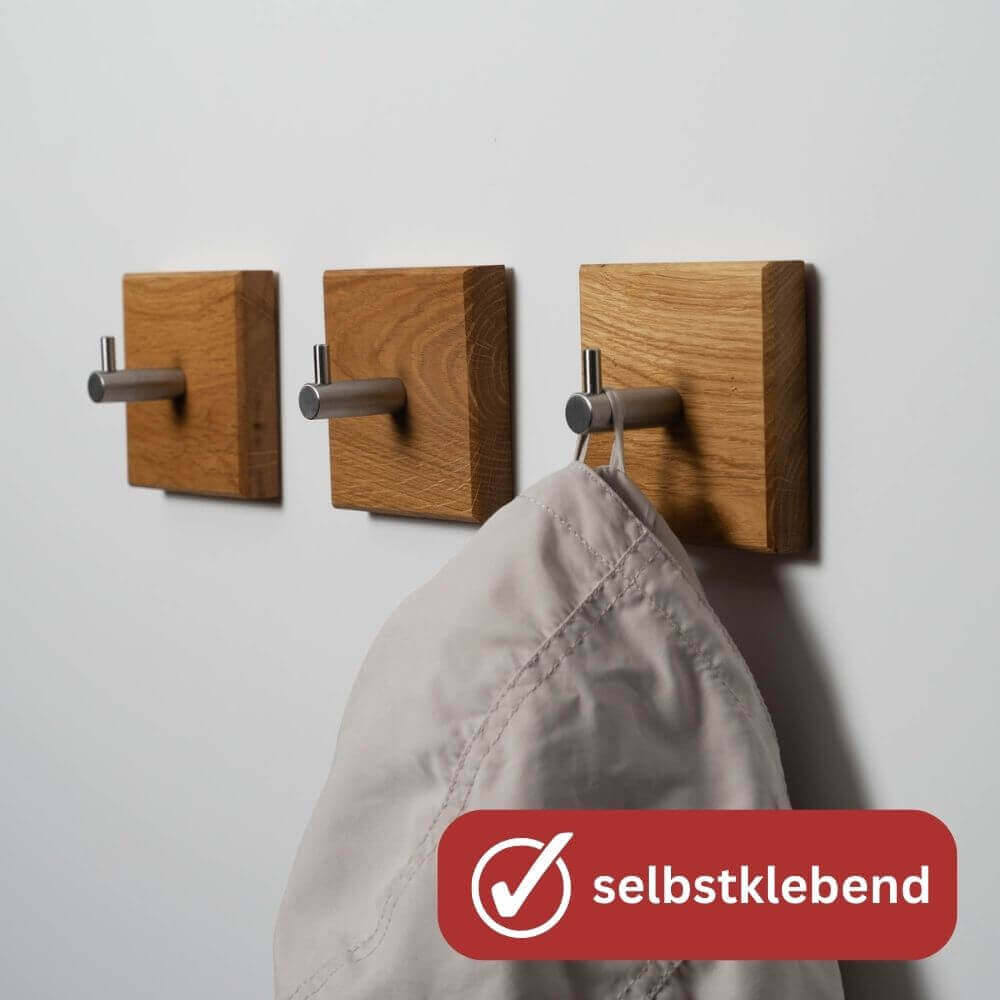 Garderobenhaken aus Eichenholz | Garderobenleiste Garderobe Holz