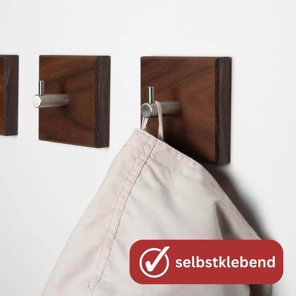 Garderobenhaken aus Nussbaum | Garderobenleiste Garderobe Holz