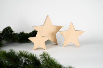 Dreierset Holzsterne Buche