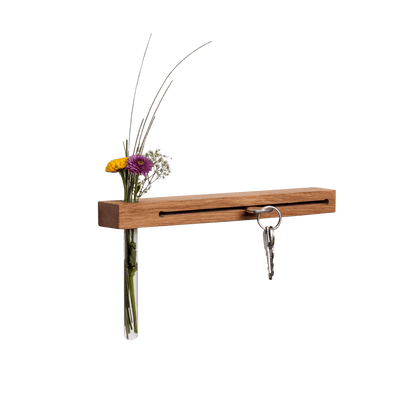 Schlüsselbrett mit Vase Eichenholz