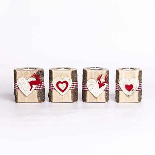 4er Set Teelichthalter mit Filzmotiv - WOODS - Holzmanufakur im Chiemgau