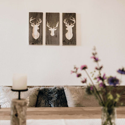 Holzbild mit Hirsch Motiv aus Altholz - WOODS - Holzmanufakur im Chiemgau