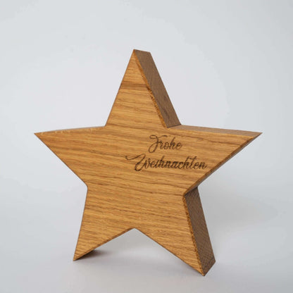 Holzstern Eiche - Frohe Weihnachten - WOODS - Holzmanufakur im Chiemgau