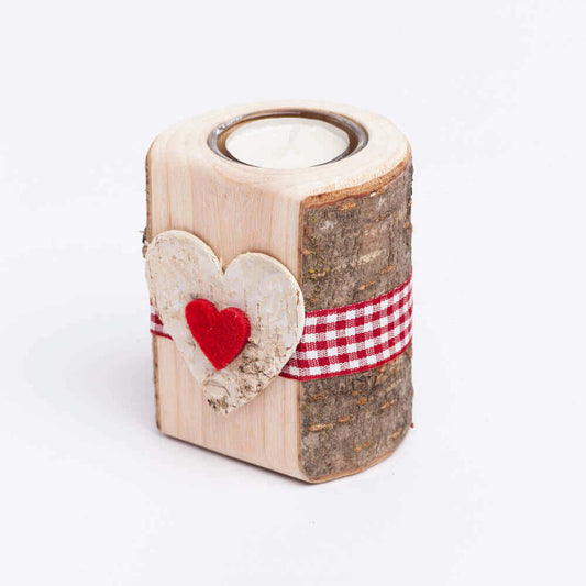 Teelichthalter mit Filzmotiv Herz - WOODS - Holzmanufakur im Chiemgau