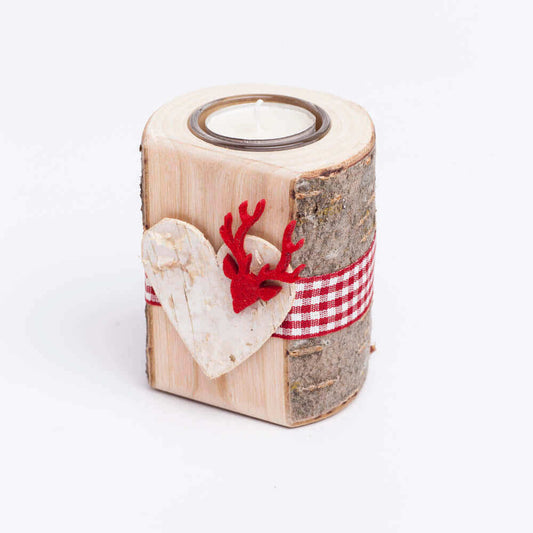 Teelichthalter mit Filzmotiv Hirschkopf - WOODS - Holzmanufakur im Chiemgau